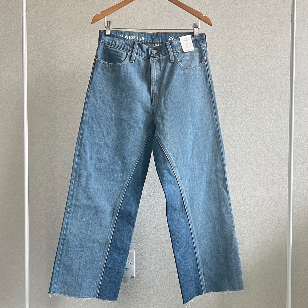 J.Crew Slim Wide-Leg Jean in Medium Indigo Patchwork Wash Size 29